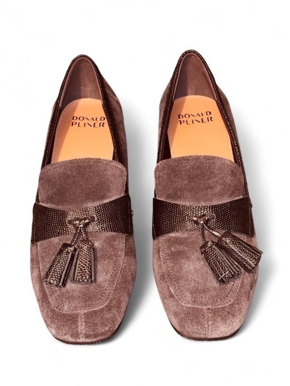 DONALD PLINER Kressida Tassel Brown Suede Loafer Pumps - Size 8.5